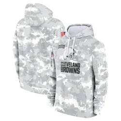 Cleveland Browns Men's Arctic Camo 2024 Salute to Service Club Fleece Pullover Hoodie