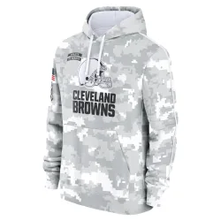 Cleveland Browns Men's Arctic Camo 2024 Salute to Service Club Fleece Pullover Hoodie