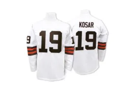 Cleveland Browns Men's Authentic White Mitchell And Ness Throwback Jersey (19 Bernie Kosar)