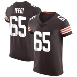 Cleveland Browns Men's Elite Brown Vapor Jersey (65 Germain Ifedi)