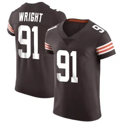Cleveland Browns Men's Elite Brown Vapor Jersey (91 Alex Wright)