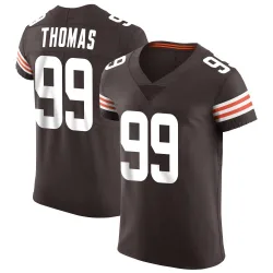 Cleveland Browns Men's Elite Brown Vapor Jersey (99 Cameron Thomas)