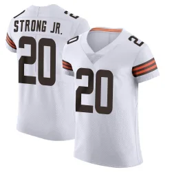 Cleveland Browns Men's Elite White Vapor Jersey (20 Pierre Strong Jr.)