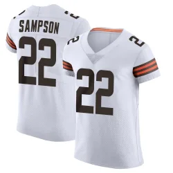 Cleveland Browns Men's Elite White Vapor Jersey (22 Dylan Sampson)