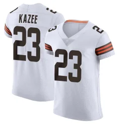 Cleveland Browns Men's Elite White Vapor Jersey (23 Damontae Kazee)