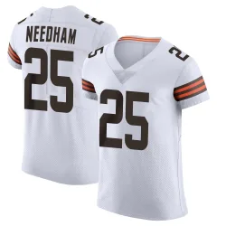 Cleveland Browns Men's Elite White Vapor Jersey (25 Nik Needham)