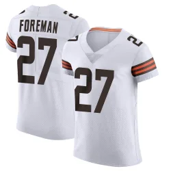 Cleveland Browns Men's Elite White Vapor Jersey (27 D'Onta Foreman)