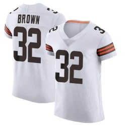 Cleveland Browns Men's Elite White Vapor Jersey (32 Jim Brown)