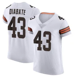 Cleveland Browns Men's Elite White Vapor Jersey (43 Mohamoud Diabate)