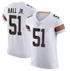 Cleveland Browns Men's Elite White Vapor Jersey (51 Mike Hall Jr.)