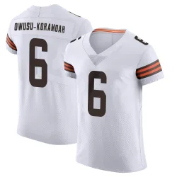 Cleveland Browns Men's Elite White Vapor Jersey (6 Jeremiah Owusu-Koramoah)