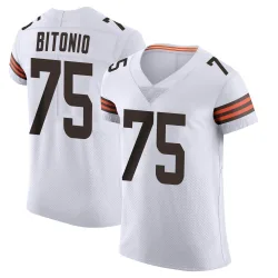 Cleveland Browns Men's Elite White Vapor Jersey (75 Joel Bitonio)