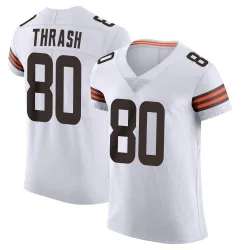 Cleveland Browns Men's Elite White Vapor Jersey (80 Jamari Thrash)