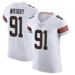 Cleveland Browns Men's Elite White Vapor Jersey (91 Alex Wright)