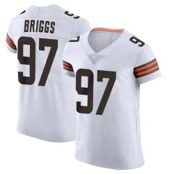 Cleveland Browns Men's Elite White Vapor Jersey (97 Jowon Briggs)