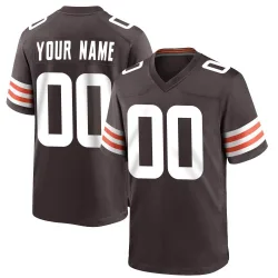 Cleveland Browns Men's Game Brown Team Color Jersey (00 Custom)