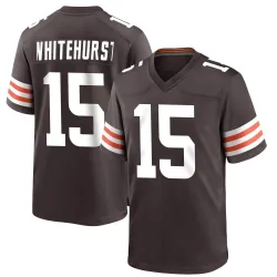 Cleveland Browns Men's Game Brown Team Color Jersey (15 Charlie Whitehurst)