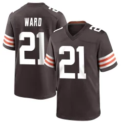 Cleveland Browns Men's Game Brown Team Color Jersey (21 Denzel Ward)