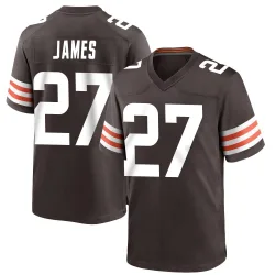 Cleveland Browns Men's Game Brown Team Color Jersey (27 LaMareon James)