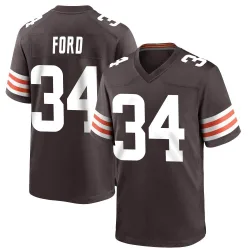 Cleveland Browns Men's Game Brown Team Color Jersey (34 Jerome Ford)