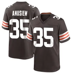 Cleveland Browns Men's Game Brown Team Color Jersey (35 Chigozie Anusiem)