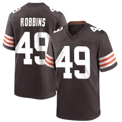 Cleveland Browns Men's Game Brown Team Color Jersey (49 Aidan Robbins)