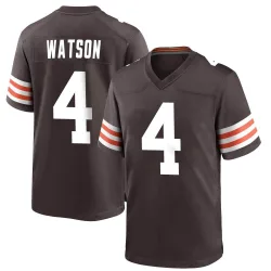 Cleveland Browns Men's Game Brown Team Color Jersey (4 Deshaun Watson)