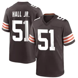 Cleveland Browns Men's Game Brown Team Color Jersey (51 Mike Hall Jr.)
