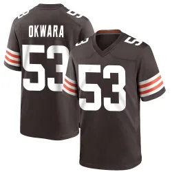 Cleveland Browns Men's Game Brown Team Color Jersey (53 Julian Okwara)