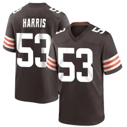 Cleveland Browns Men's Game Brown Team Color Jersey (53 Nick Harris)