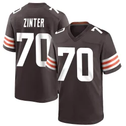 Cleveland Browns Men's Game Brown Team Color Jersey (70 Zak Zinter)