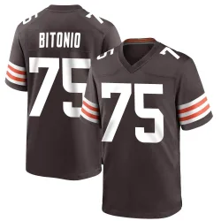 Cleveland Browns Men's Game Brown Team Color Jersey (75 Joel Bitonio)