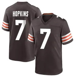 Cleveland Browns Men's Game Brown Team Color Jersey (7 Dustin Hopkins)