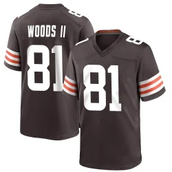 Cleveland Browns Men's Game Brown Team Color Jersey (81 Michael Woods II)