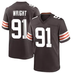 Cleveland Browns Men's Game Brown Team Color Jersey (91 Alex Wright)