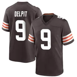 Cleveland Browns Men's Game Brown Team Color Jersey (9 Grant Delpit)