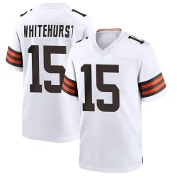 Cleveland Browns Men's Game White Jersey (15 Charlie Whitehurst)