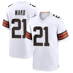 Cleveland Browns Men's Game White Jersey (21 Denzel Ward)