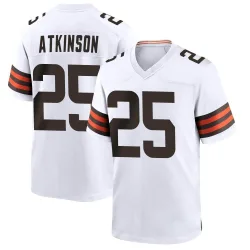 Cleveland Browns Men's Game White Jersey (25 George Atkinson)