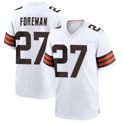 Cleveland Browns Men's Game White Jersey (27 D'Onta Foreman)