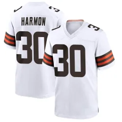 Cleveland Browns Men's Game White Jersey (30 Duron Harmon)