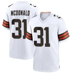 Cleveland Browns Men's Game White Jersey (31 Cade McDonald)