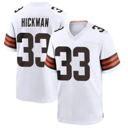 Cleveland Browns Men's Game White Jersey (33 Ronnie Hickman)