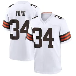 Cleveland Browns Men's Game White Jersey (34 Jerome Ford)