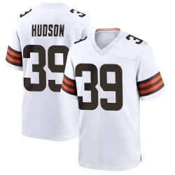 Cleveland Browns Men's Game White Jersey (39 Khaleke Hudson)