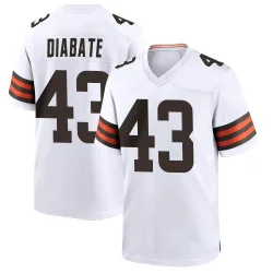 Cleveland Browns Men's Game White Jersey (43 Mohamoud Diabate)