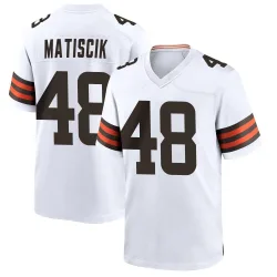 Cleveland Browns Men's Game White Jersey (48 Brent Matiscik)