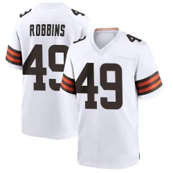 Cleveland Browns Men's Game White Jersey (49 Aidan Robbins)