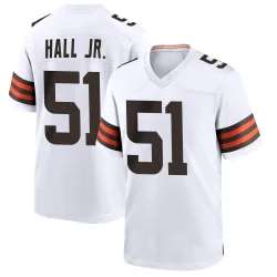 Cleveland Browns Men's Game White Jersey (51 Mike Hall Jr.)