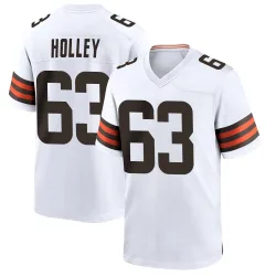 Cleveland Browns Men's Game White Jersey (63 Ralph Holley)